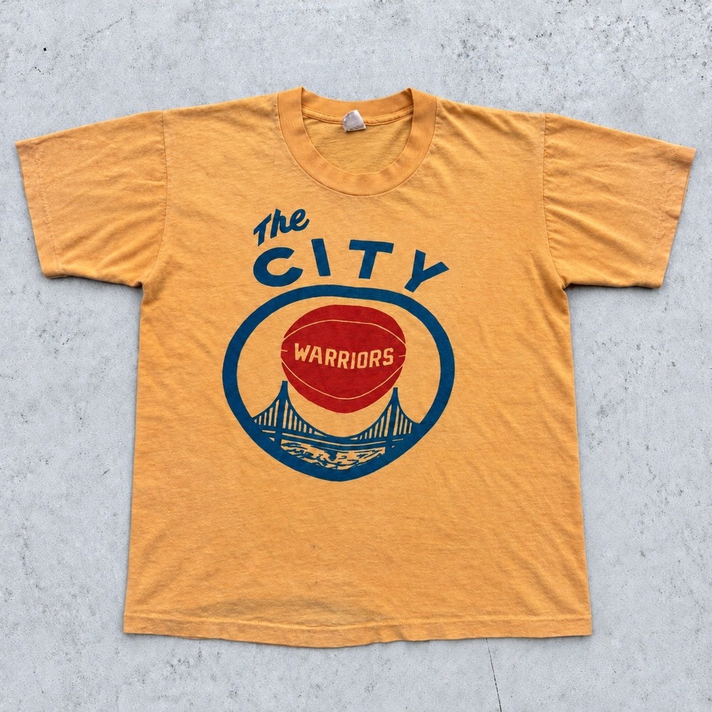 Vintage 60s 70s Golden State Warriors The City T Shirt Yellow Medium RARE